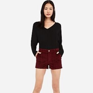 Express High Waisted Seamed Front Corduroy Short